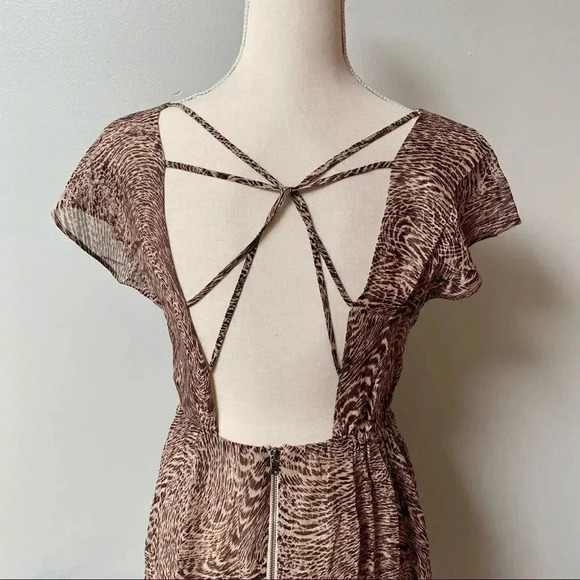Alice + Olivia Kimberly Silk Animal Print Criss Cross Open Back Dress XS - Picture 12 of 15